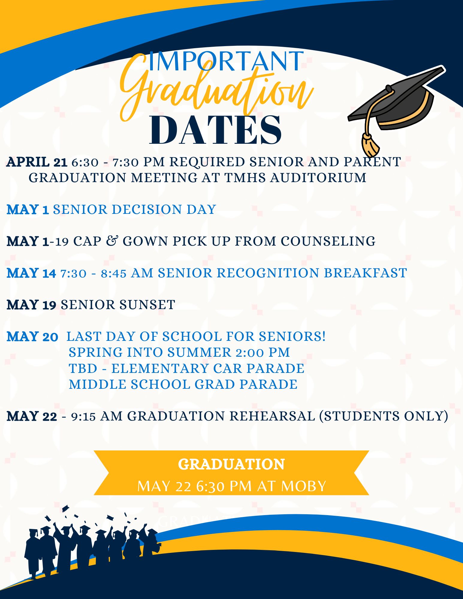 Important Graduation Dates flyer 