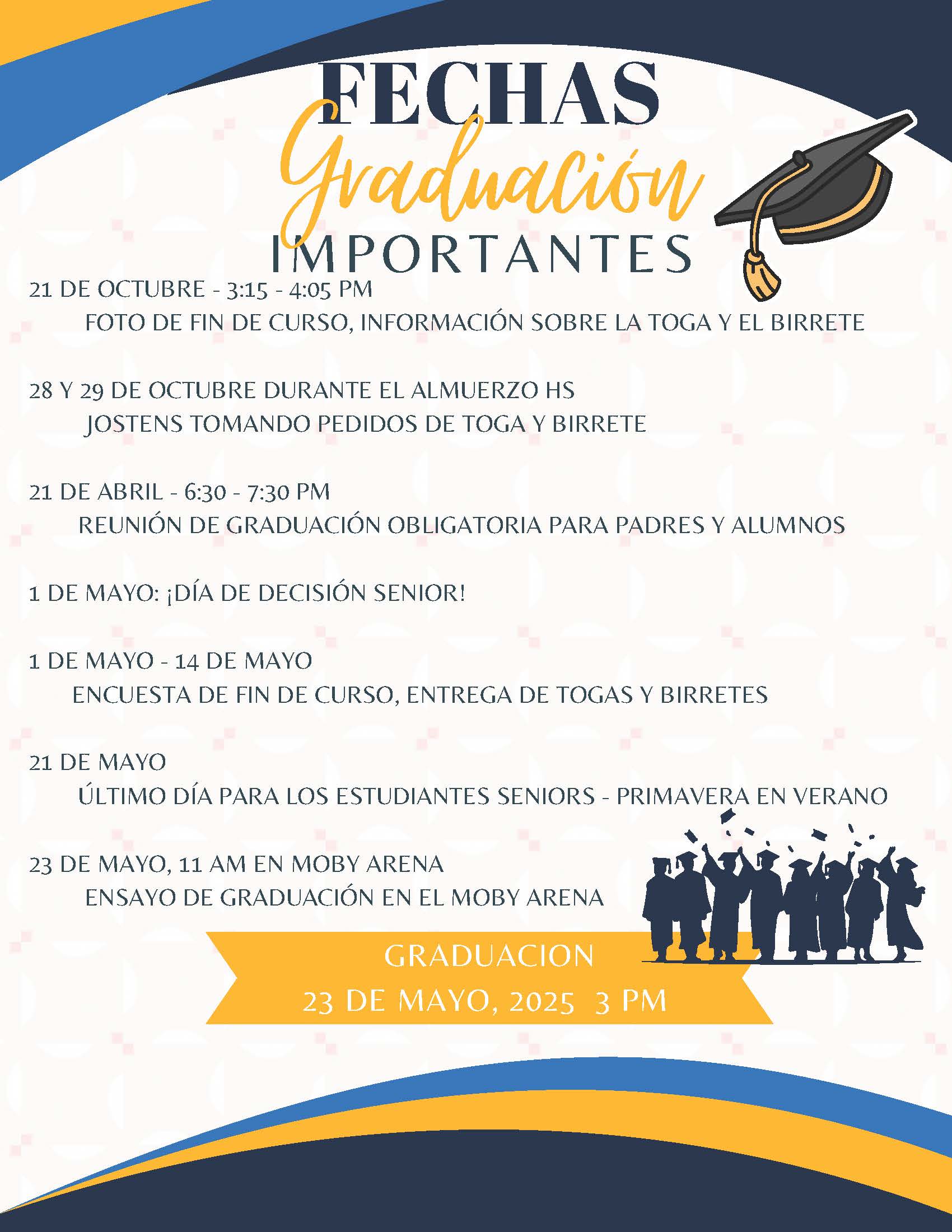 Graduation Important Dates (Spanish)